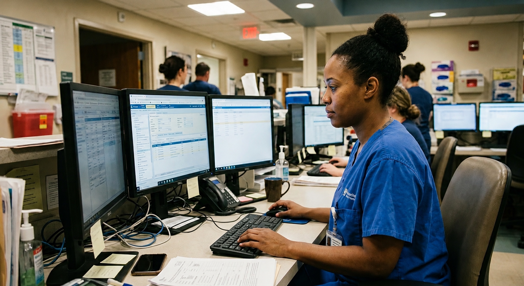 Clinician reviewing patient charts on a tablet